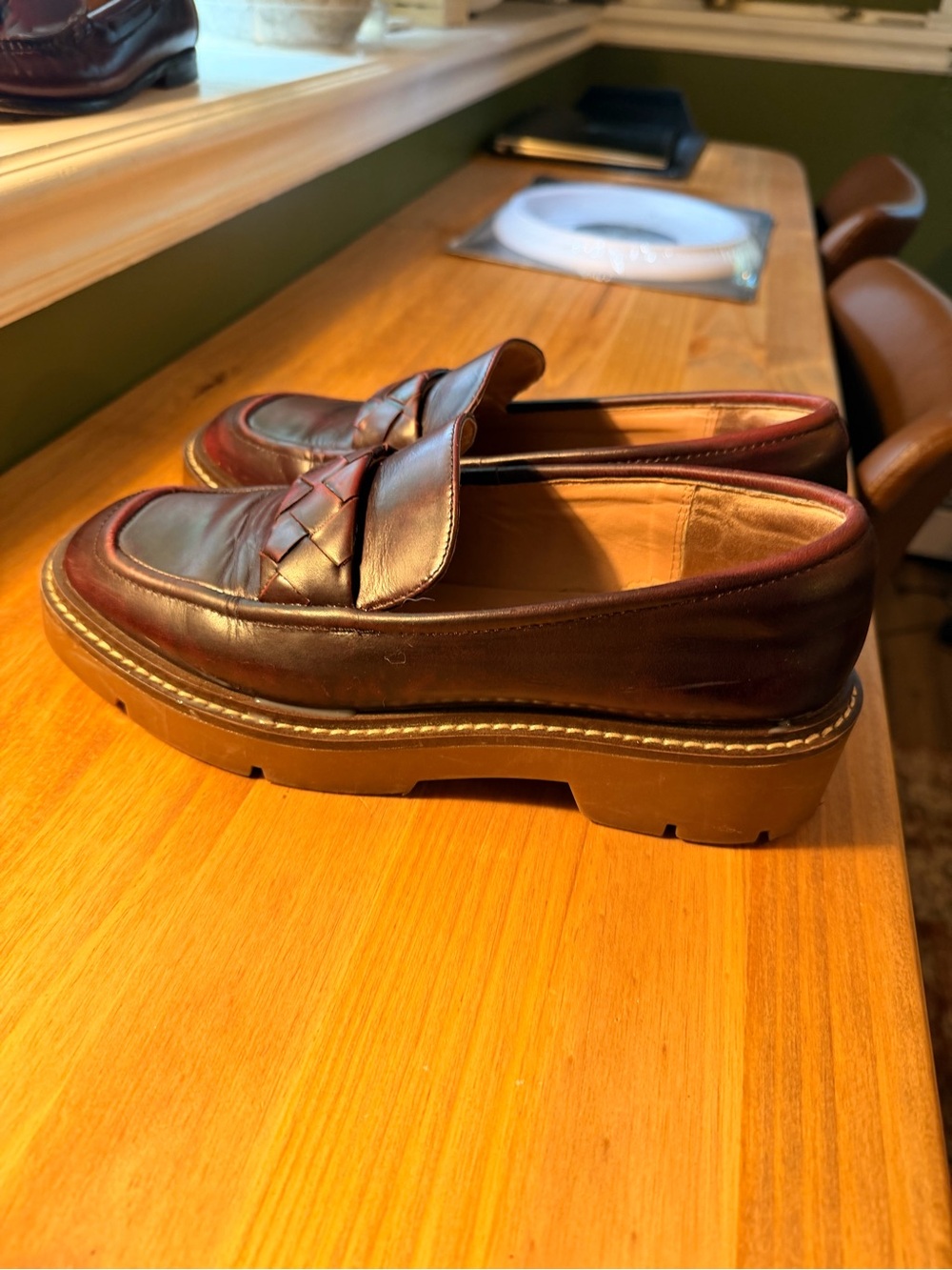 Nordstrom Women's Notorie Platform Braided Penny Loafers in Burgundy - Picture 2 of 4